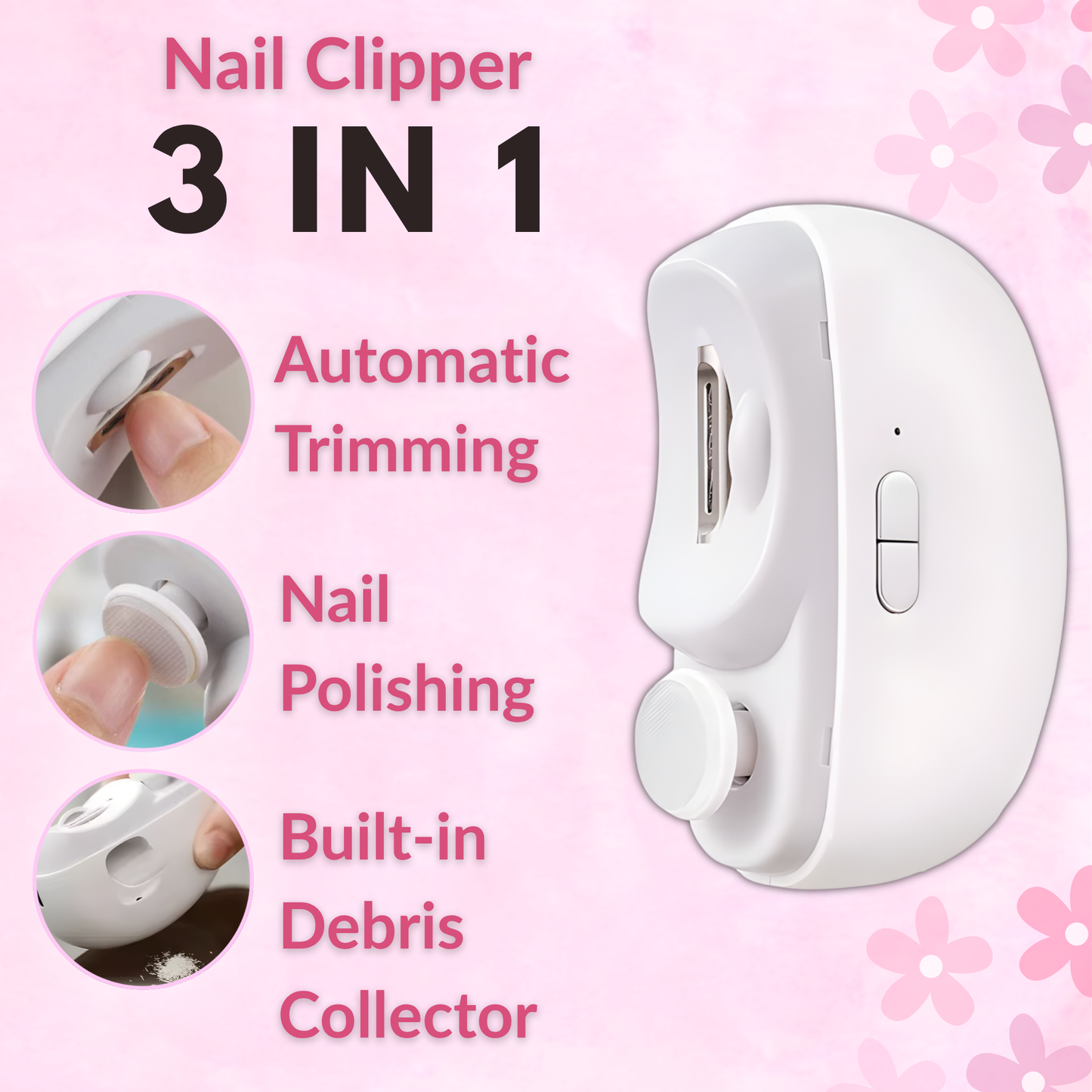 Electric Nail Clipper 3-in-1